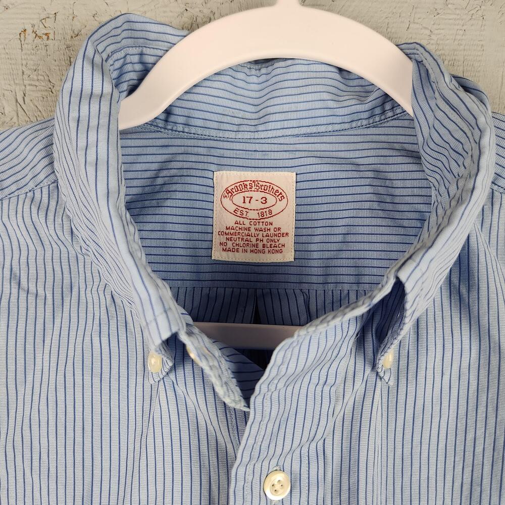 Vintage Brooks Brothers Shirt Mens XL Blue Pin Stripe Button Down Pocket Dress